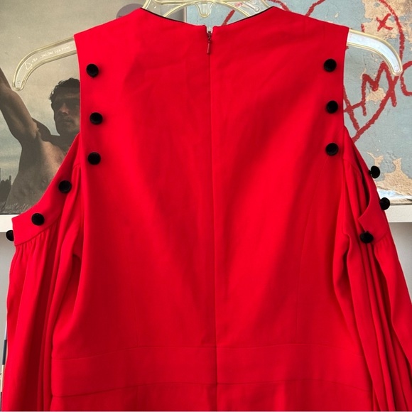 ALEXIS Asher Red Cold Shoulder Button Accent Long Sleeve Shorts Romper - Picture 10 of 12